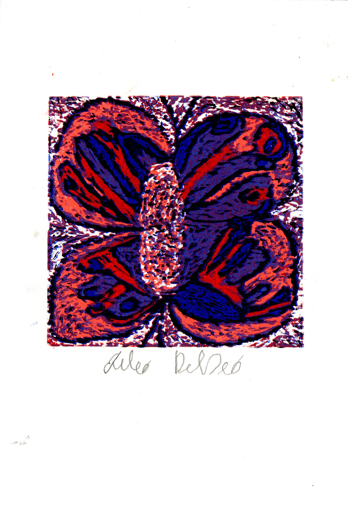 colorful print of a butterfly that fills an entire square