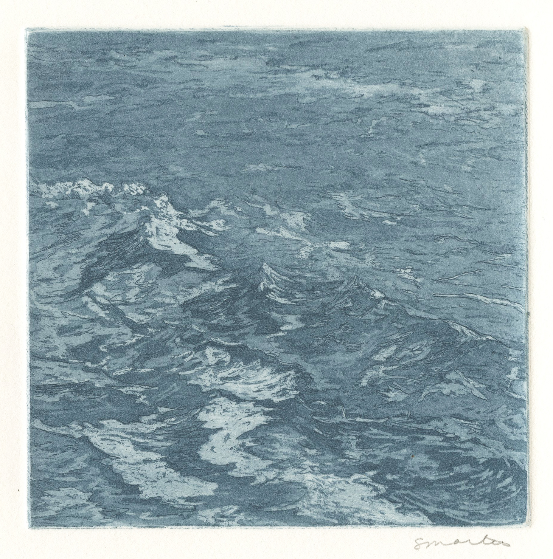 color etching of ocean waves