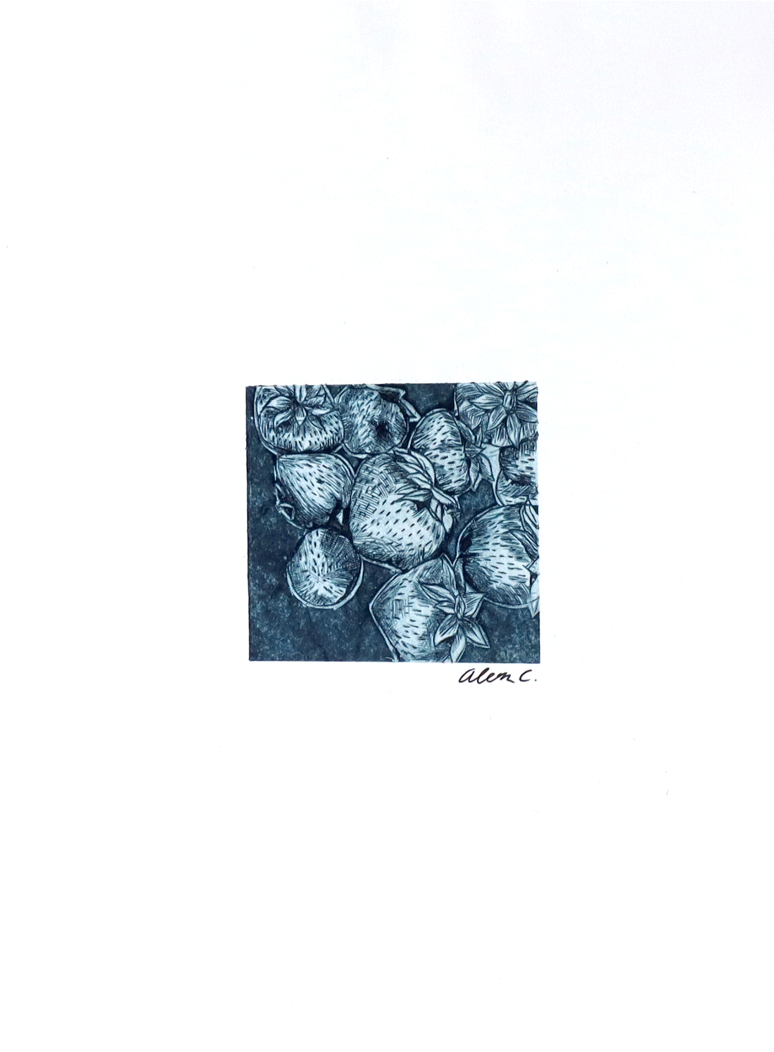 etching of strawberries